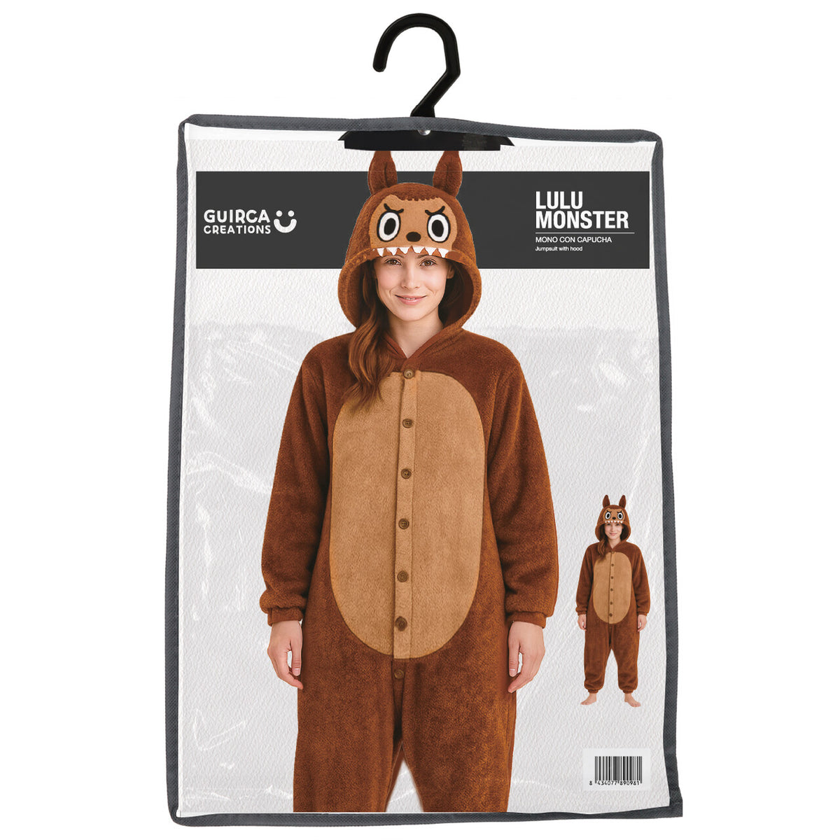 Op deze afbeelding zie je een Kostuums, van het merk Guirca. Bruine La Fufu Monster Onesie Vrouw Kostuum