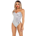 Luxe Bodysuit Met Pailletten Zilver Vrouw Kostuum