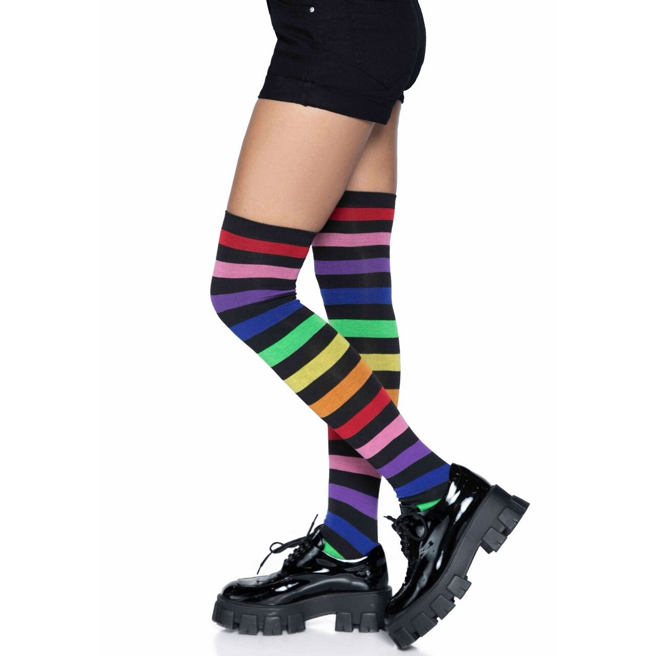 Op deze afbeelding zie je een Accessoires, van het merk Leg Avenue. Fun Stripes Of Colour Lange Kniekousen