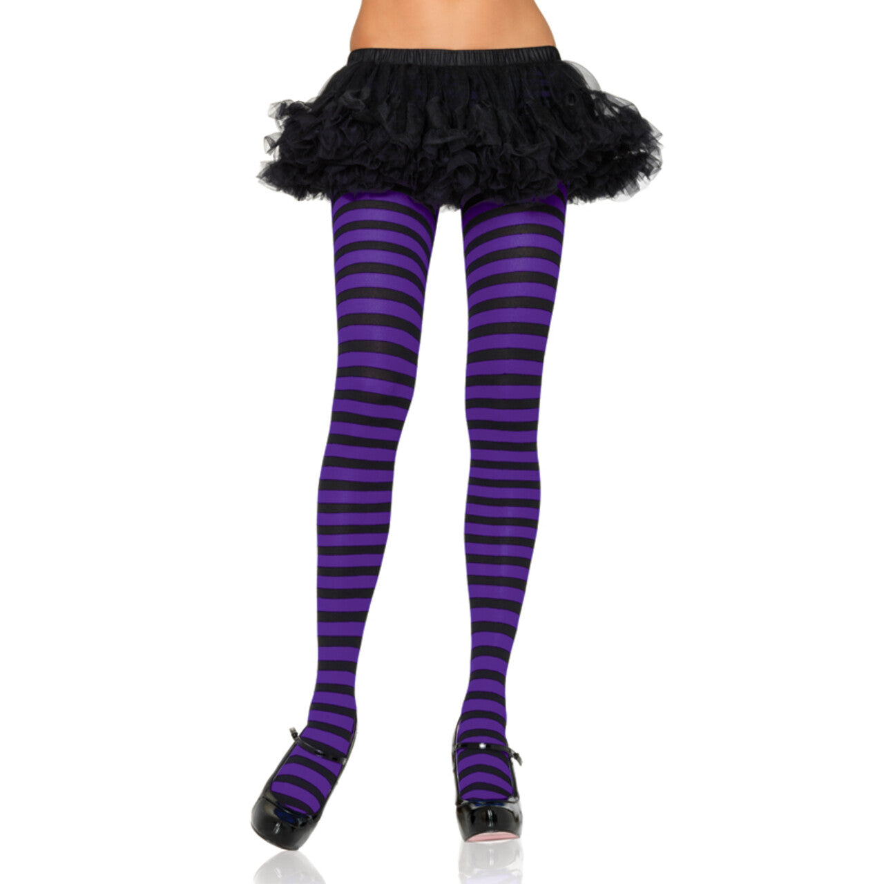 Op deze afbeelding zie je een Accessoires, van het merk Leg Avenue. Nylon Gestreepte Panty Navy Blauw-Zwart