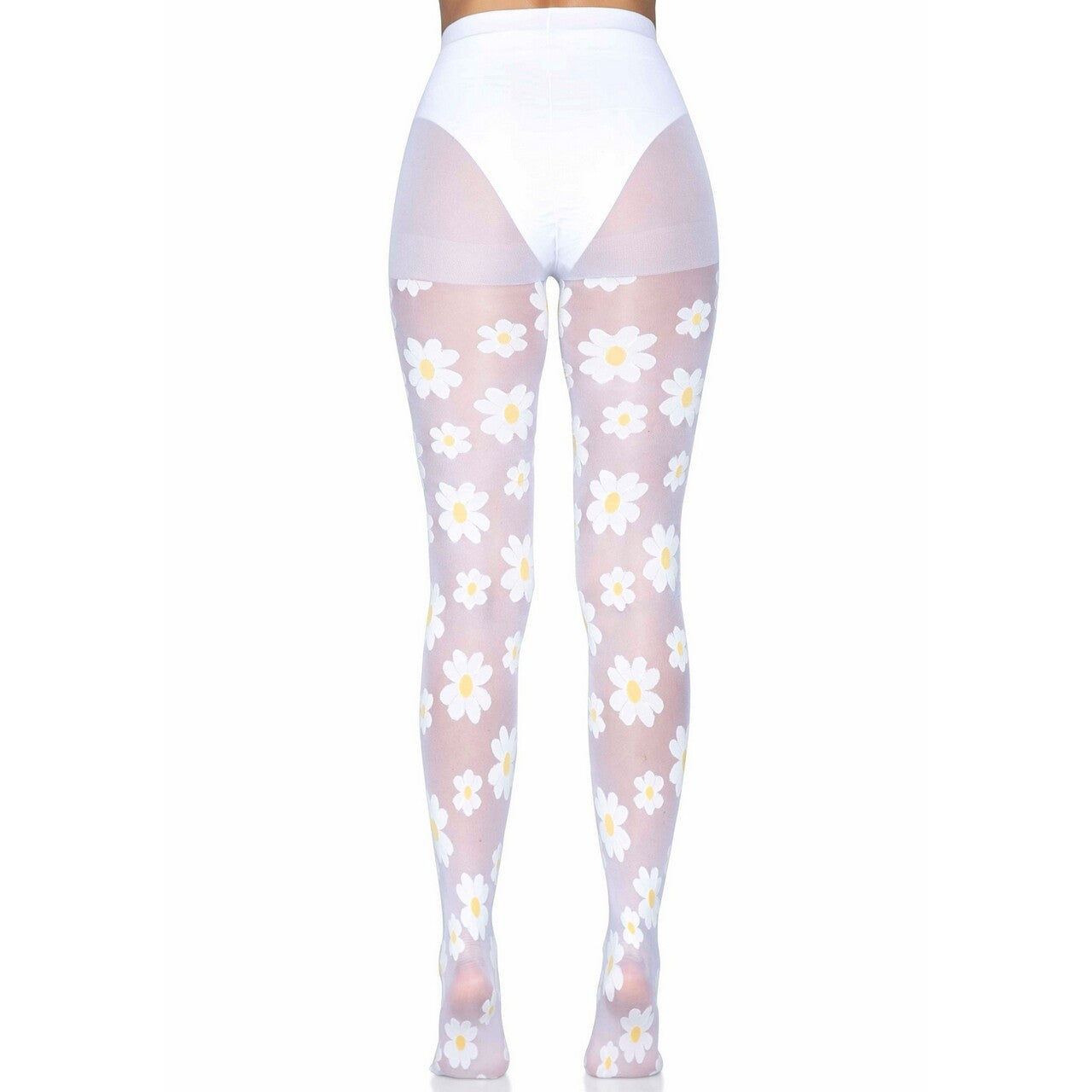 Op deze afbeelding zie je een Accessoires, van het merk Leg Avenue. Madeliefjes Bloemen Panty Wit