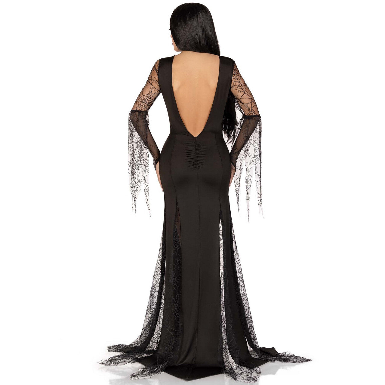 Op deze afbeelding zie je een Kostuums, van het merk Leg Avenue. Morticia Adams Sexy Spiderlady Vrouw Kostuum