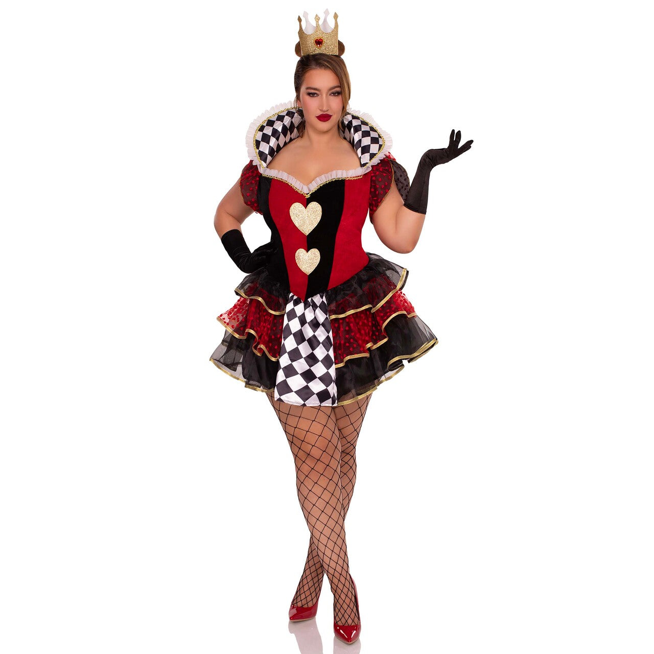 Op deze afbeelding zie je een Kostuums, van het merk Leg Avenue. Plus Size Lovely Queen Of Heart Vrouw Kostuum