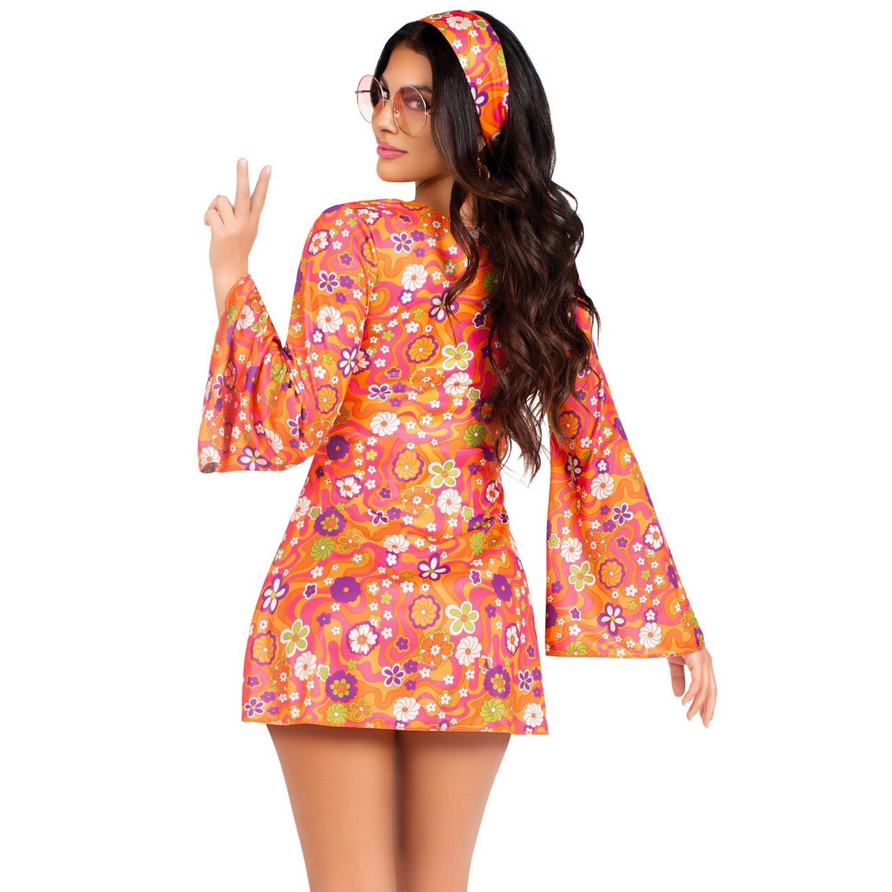 Op deze afbeelding zie je een Kostuums, van het merk Leg Avenue. Complete Hippie Chick Look Vrouw Kostuum