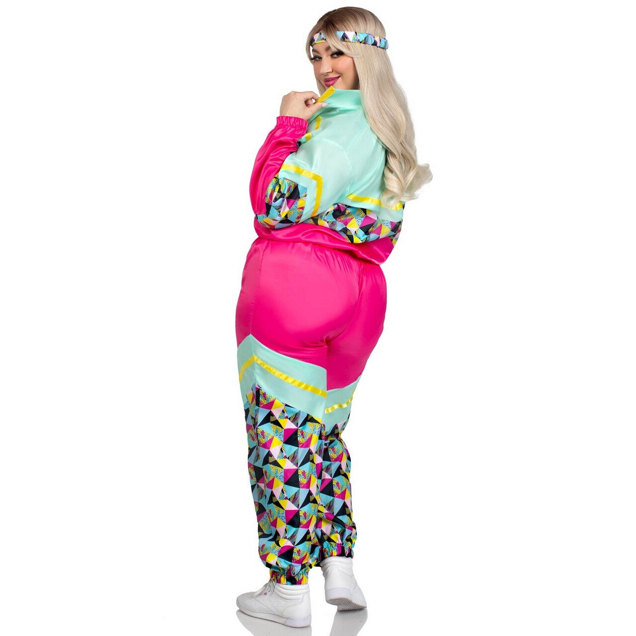 Op deze afbeelding zie je een Kostuums, van het merk Leg Avenue. Totally Miss 80s Tracksuit Roze Plus Size Vrouw Kostuum