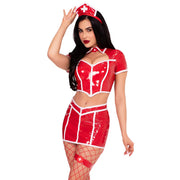 Op deze afbeelding zie je een Kostuums, van het merk Leg Avenue. Red Alert Nurse Costume Vrouw Kostuum