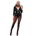 Halloween Baddie Striped Velvet Bodysuit Vrouw Kostuum