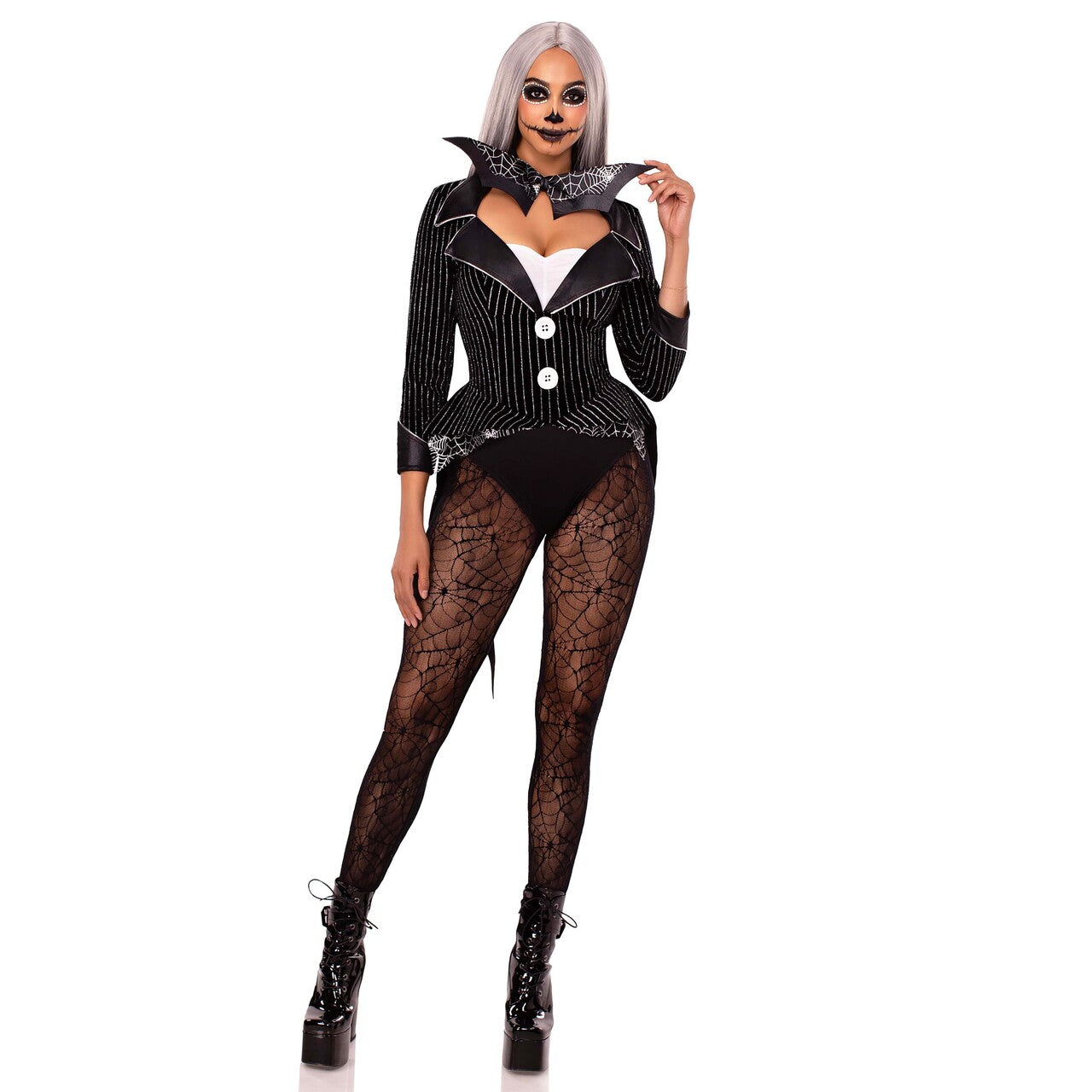 Op deze afbeelding zie je een Kostuums, van het merk Leg Avenue. Halloween Baddie Striped Velvet Bodysuit Vrouw Kostuum