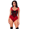 Boned Ruffle Bodysuit With Bow Accent Vrouw Kostuum