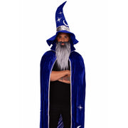 Op deze afbeelding zie je een Kostuums, van het merk Leg Avenue. 3 Pc Wizard Kit, Cape, Hat And Beard Man Kostuum
