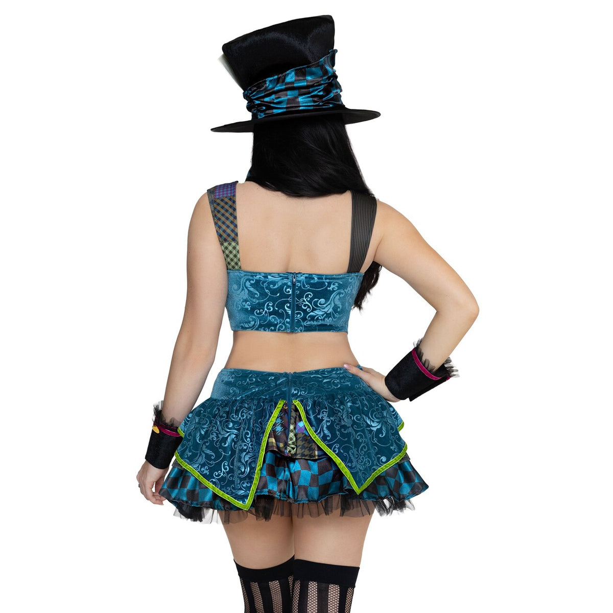 Op deze afbeelding zie je een Kostuums, van het merk Leg Avenue. Darling Mad Hatter Top And Skirt Vrouw
