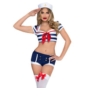 Op deze afbeelding zie je een Kostuums, van het merk Leg Avenue. Pin-Up Sailor Top And Short Vrouw