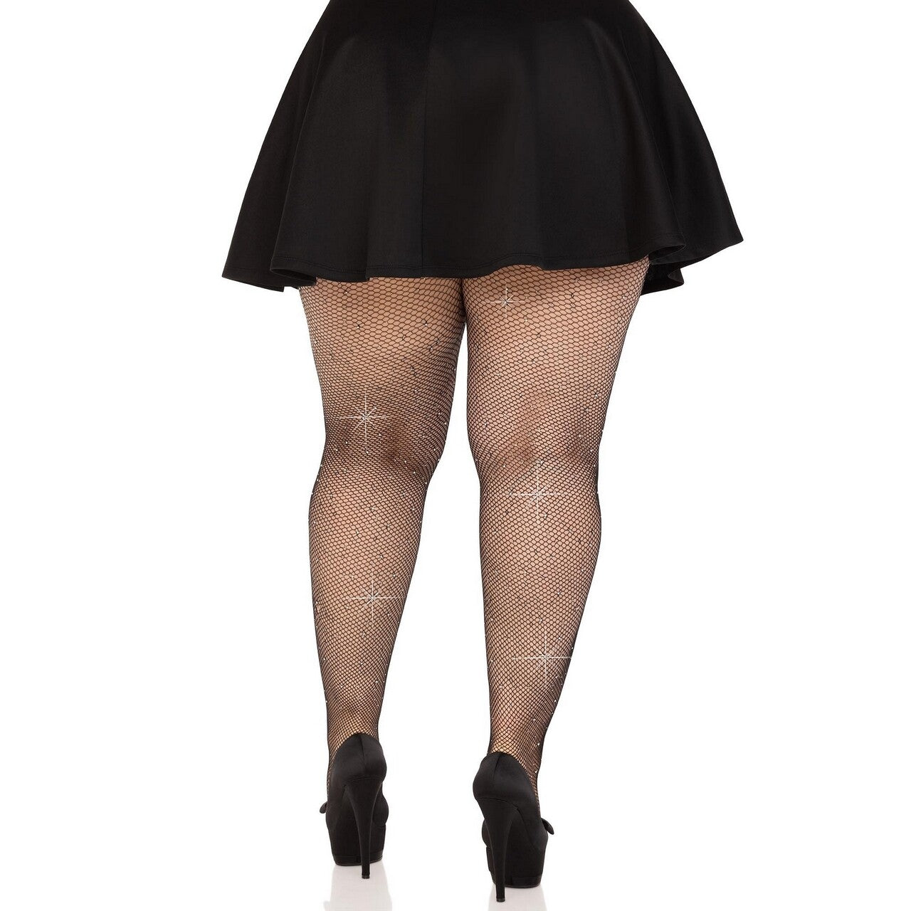 Op deze afbeelding zie je een Accessoires, van het merk Leg Avenue. Visnet Panty Zwart Met Glitters Plus Size