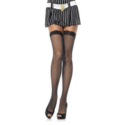 Op deze afbeelding zie je een Accessoires, van het merk Leg Avenue. Zwarte Visnet Kousen Met Luxe Kanten Top Zwart
