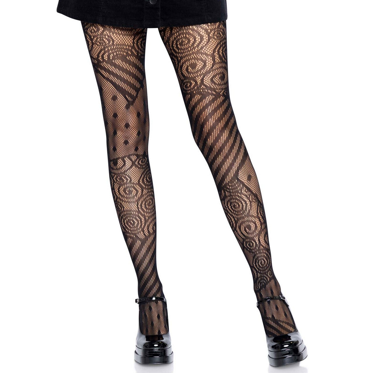 Op deze afbeelding zie je een Accessoires, van het merk Leg Avenue. Bonte Mix Print Panty Zwart