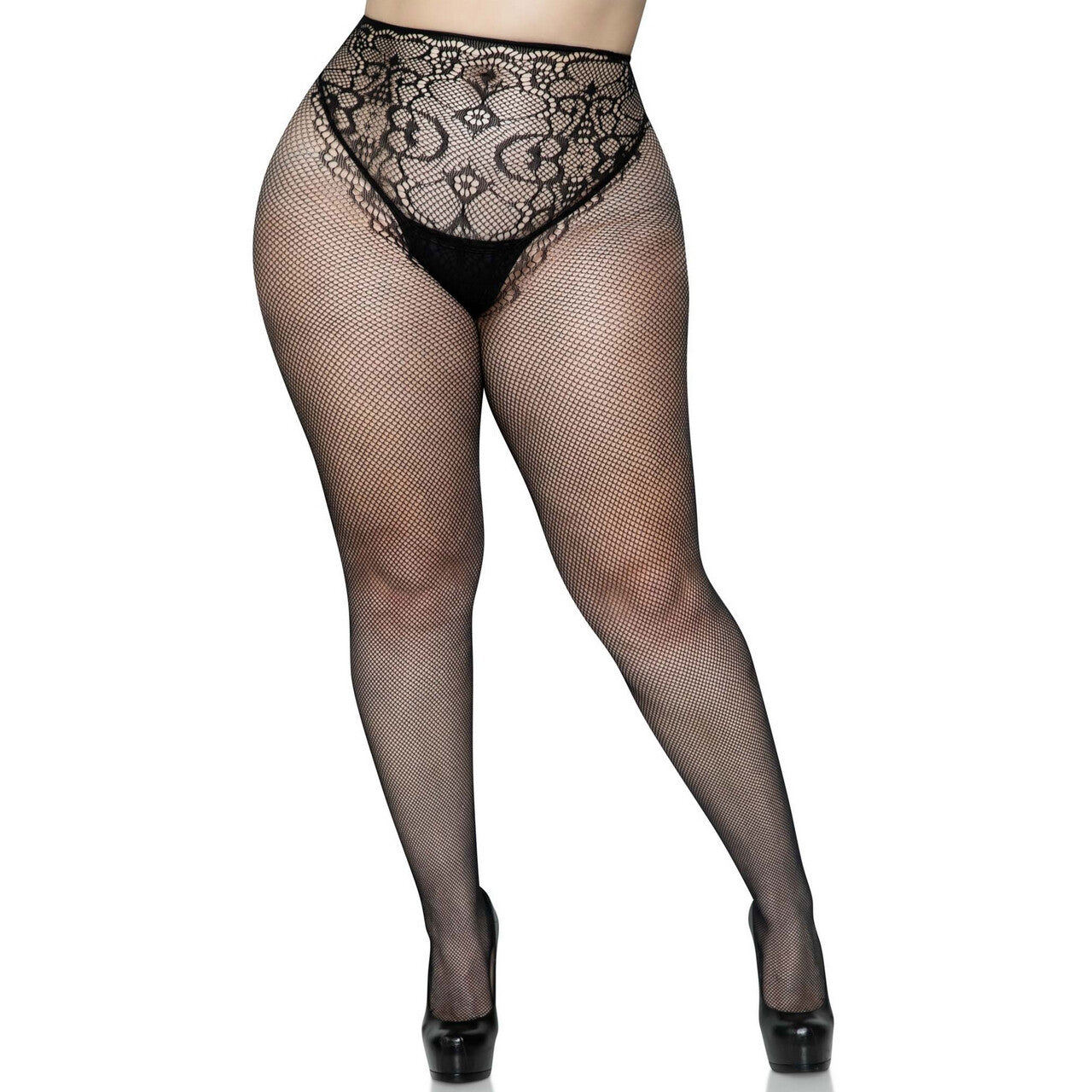 Op deze afbeelding zie je een Accessoires, van het merk Leg Avenue. Supersexy Visnet Panty Met Open Achterkant Plus Size