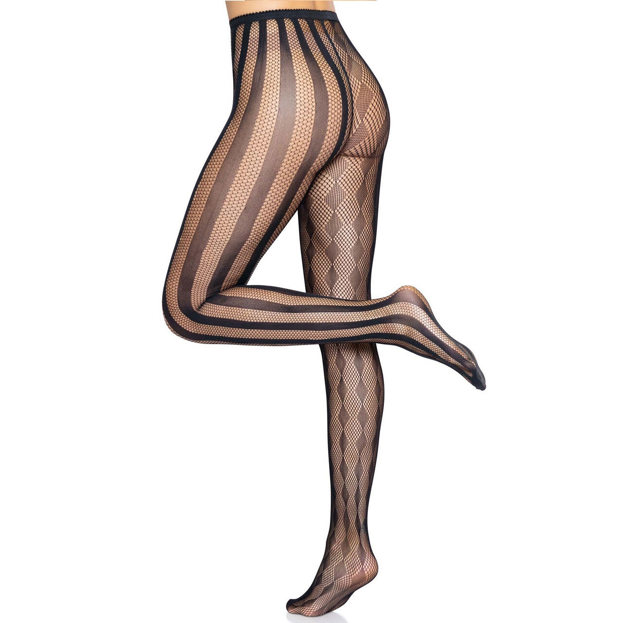 Op deze afbeelding zie je een Accessoires, van het merk Leg Avenue. Harlekijn Panty Visnet Zwart