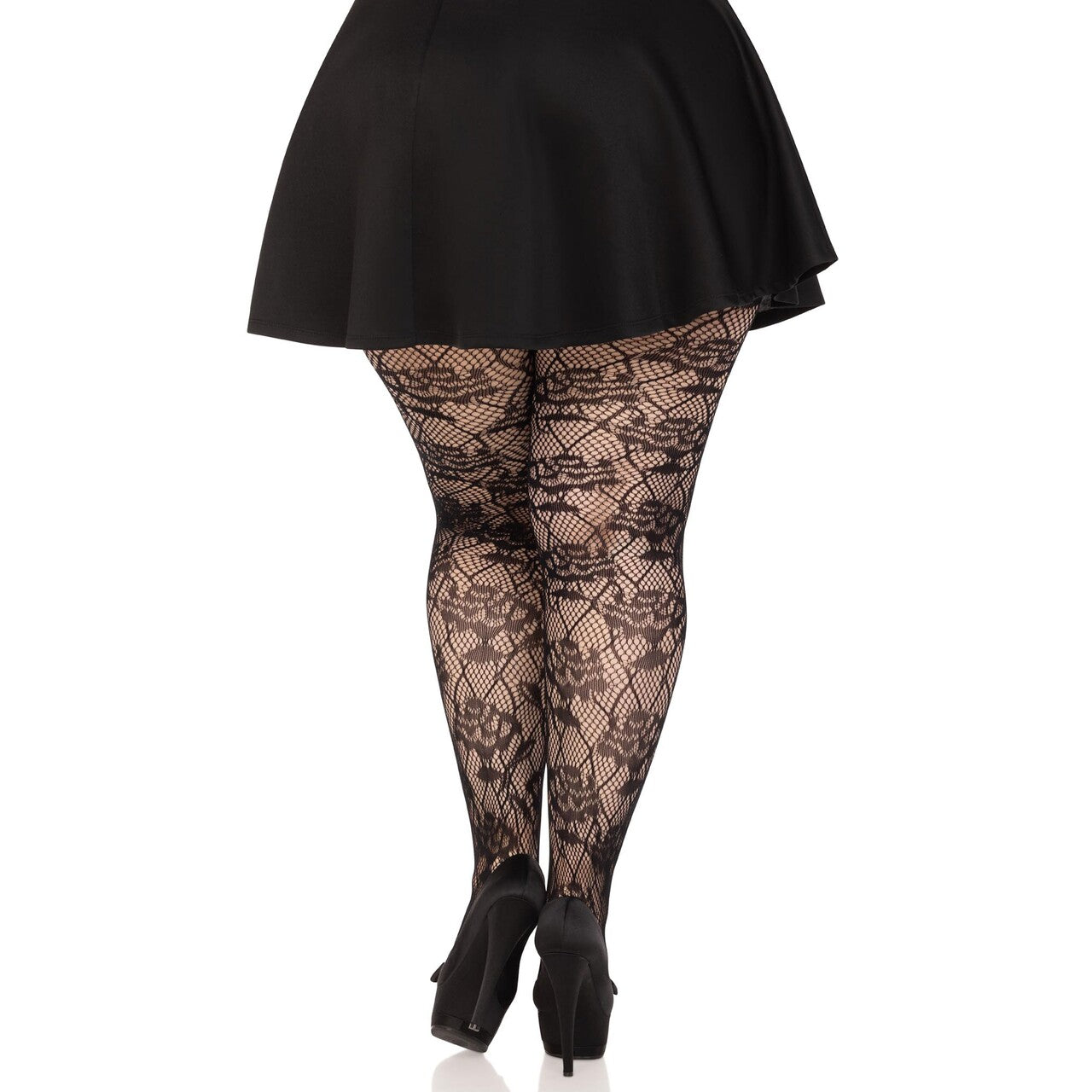 Op deze afbeelding zie je een Accessoires, van het merk Leg Avenue. Panty Flower Garden Zwart Plus Size