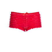 Op deze afbeelding zie je een Kostuums, van het merk Leg Avenue. Kanten Shorts Met Ruches Rood Vrouw