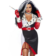 Op deze afbeelding zie je een Kostuums, van het merk Leg Avenue. Wreed Fraai Cruella Dalmatier Vrouw Kostuum