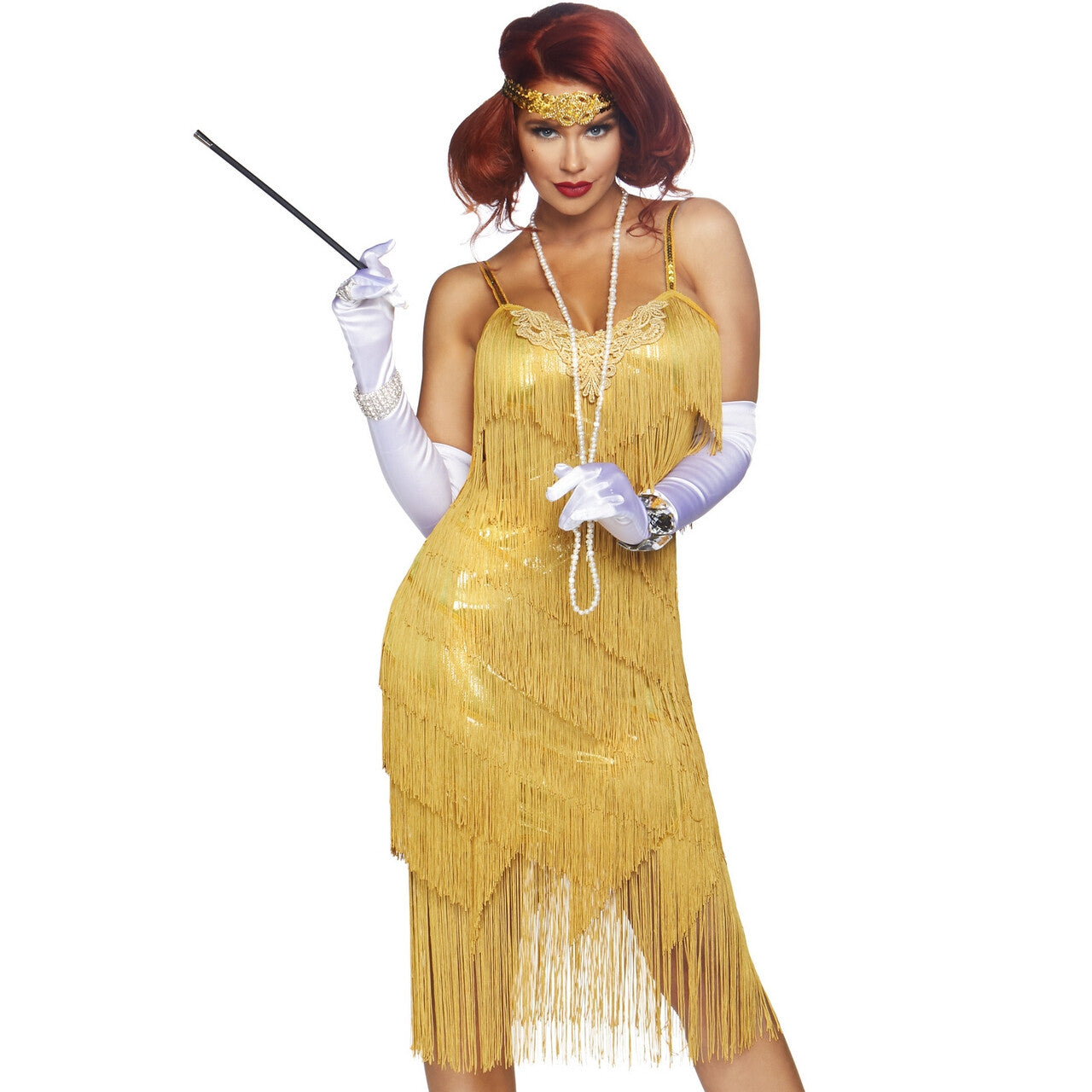 Op deze afbeelding zie je een Kostuums, van het merk Leg Avenue. Glenda Good As Gold Charleston Flapper Vrouw Kostuum