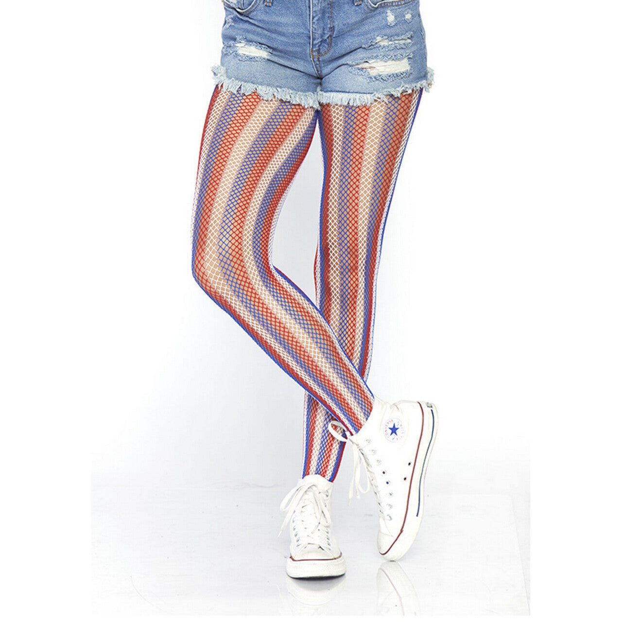Op deze afbeelding zie je een Accessoires, van het merk Leg Avenue. Gestreepte Amerika Visnet Panty
