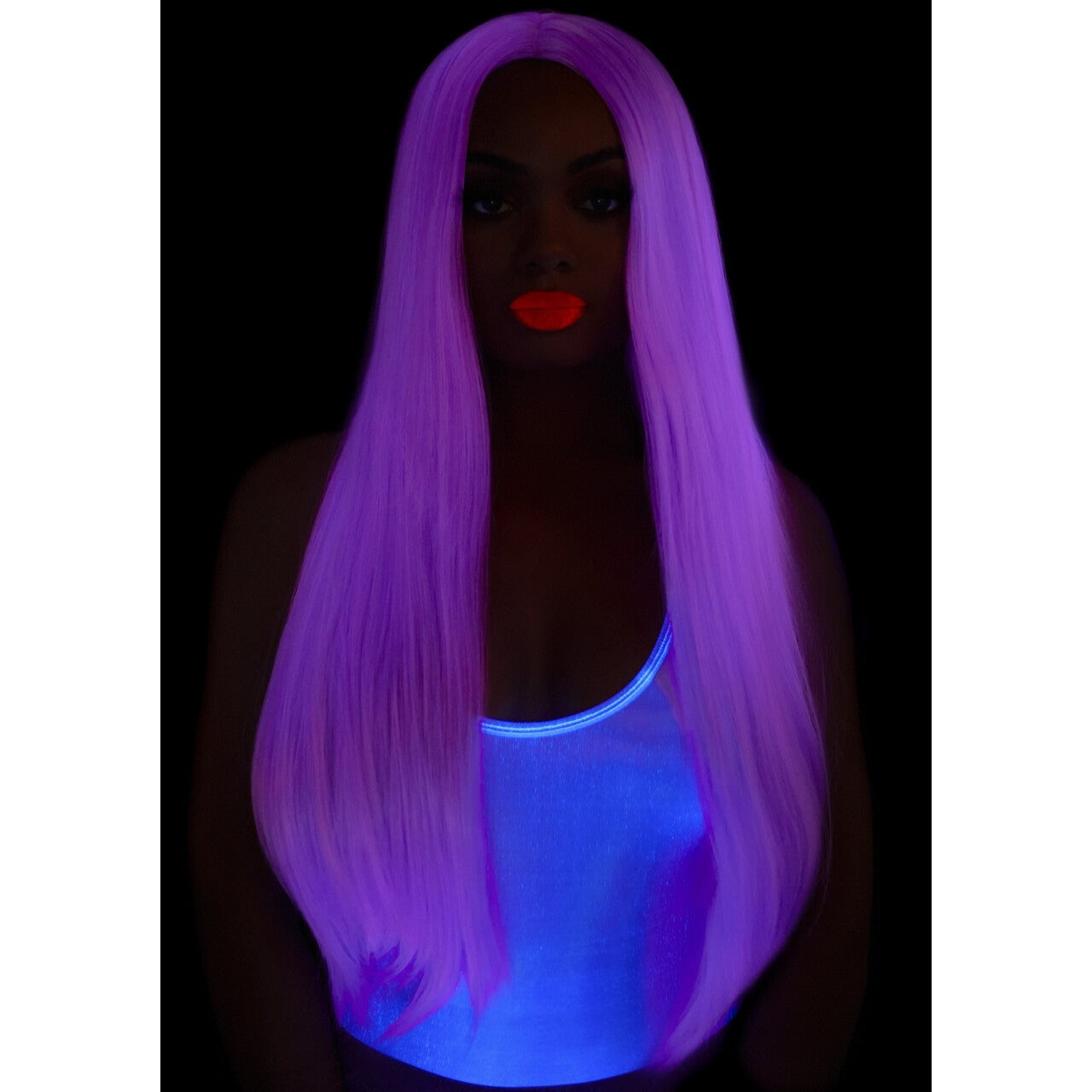 Op deze afbeelding zie je een Accessoires, van het merk Leg Avenue. Verstelbare Pruik Glow Under Blacklight Paars