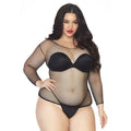 Zwart Visnet Shirt Plus Size Vrouw