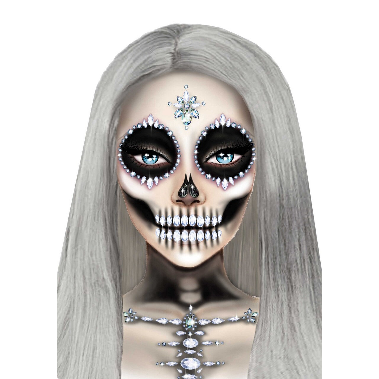 Op deze afbeelding zie je een Accessoires, van het merk Leg Avenue. Skeleton Face And Chest Jewels