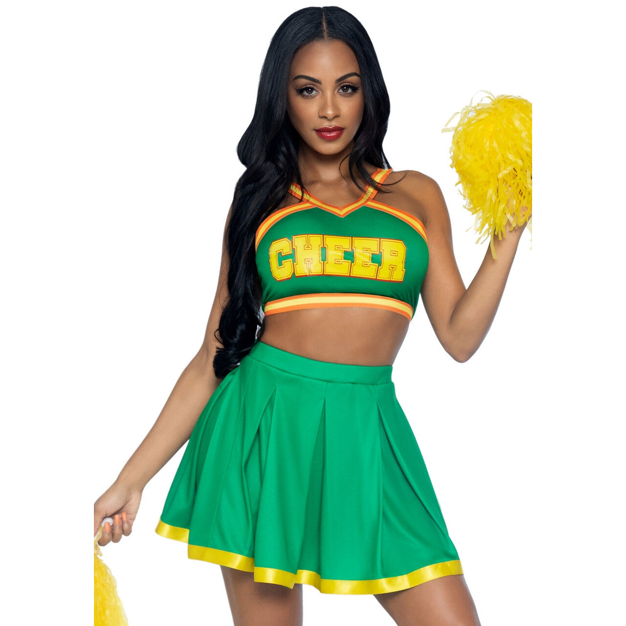 Op deze afbeelding zie je een Kostuums, van het merk Leg Avenue. Cheer You Up Cheerleader Vrouw Kostuum