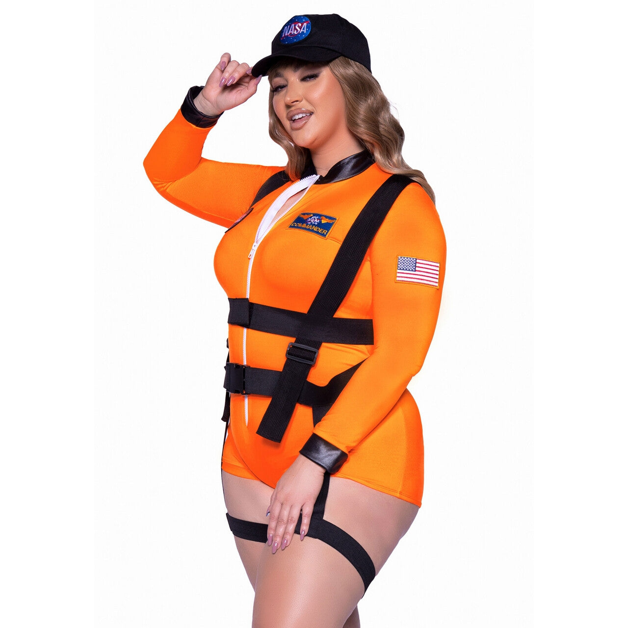 Op deze afbeelding zie je een Kostuums, van het merk Leg Avenue. Out Of Space Commander Plus Size Vrouw Kostuum