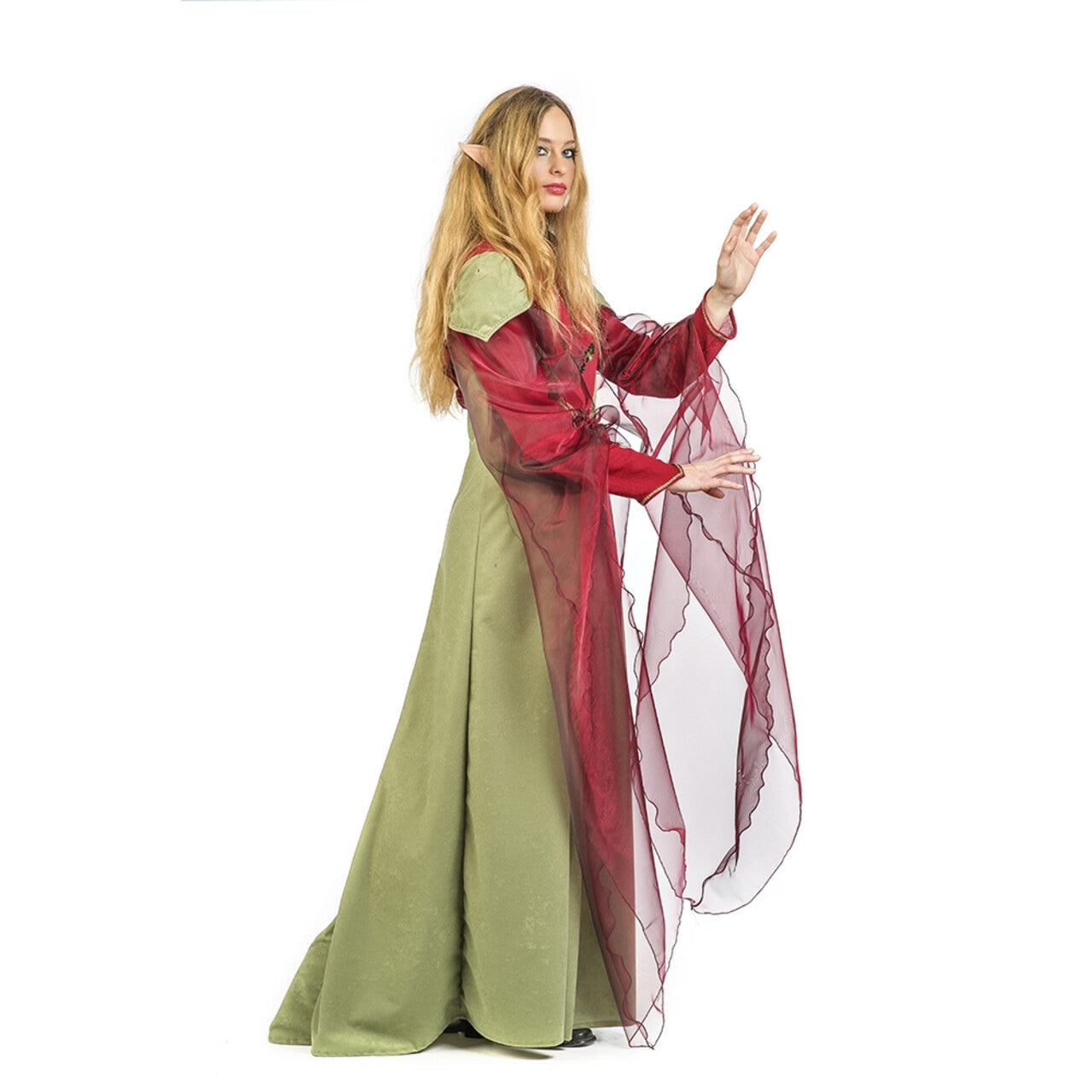 Op deze afbeelding zie je een Kostuums, van het merk Limit. Groen Kiara Keltische Druide Vrouw Kostuum