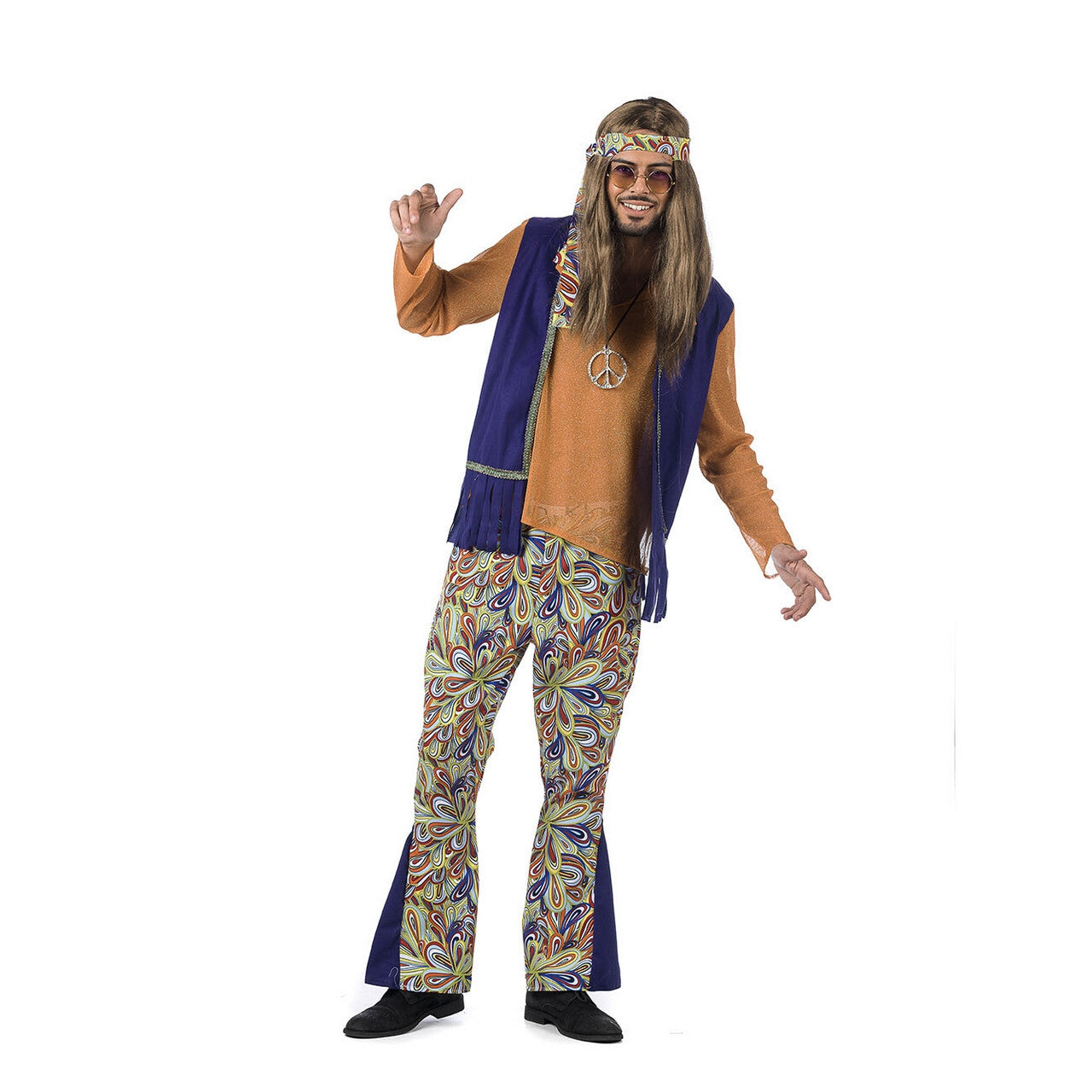 Op deze afbeelding zie je een Kostuums, van het merk Limit. Psychedelische Bloemen Hippie Dylan Man Kostuum