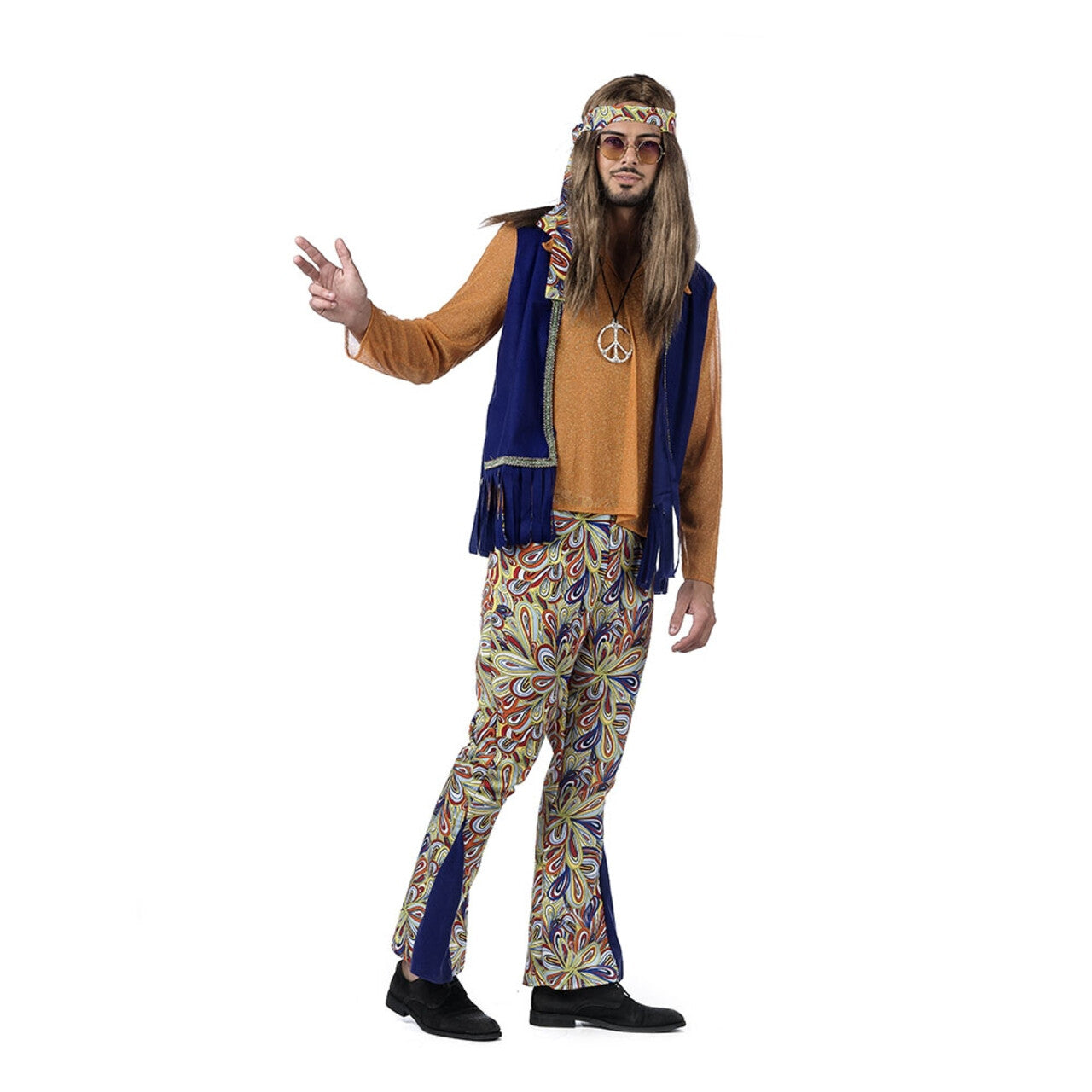 Op deze afbeelding zie je een Kostuums, van het merk Limit. Psychedelische Bloemen Hippie Dylan Man Kostuum