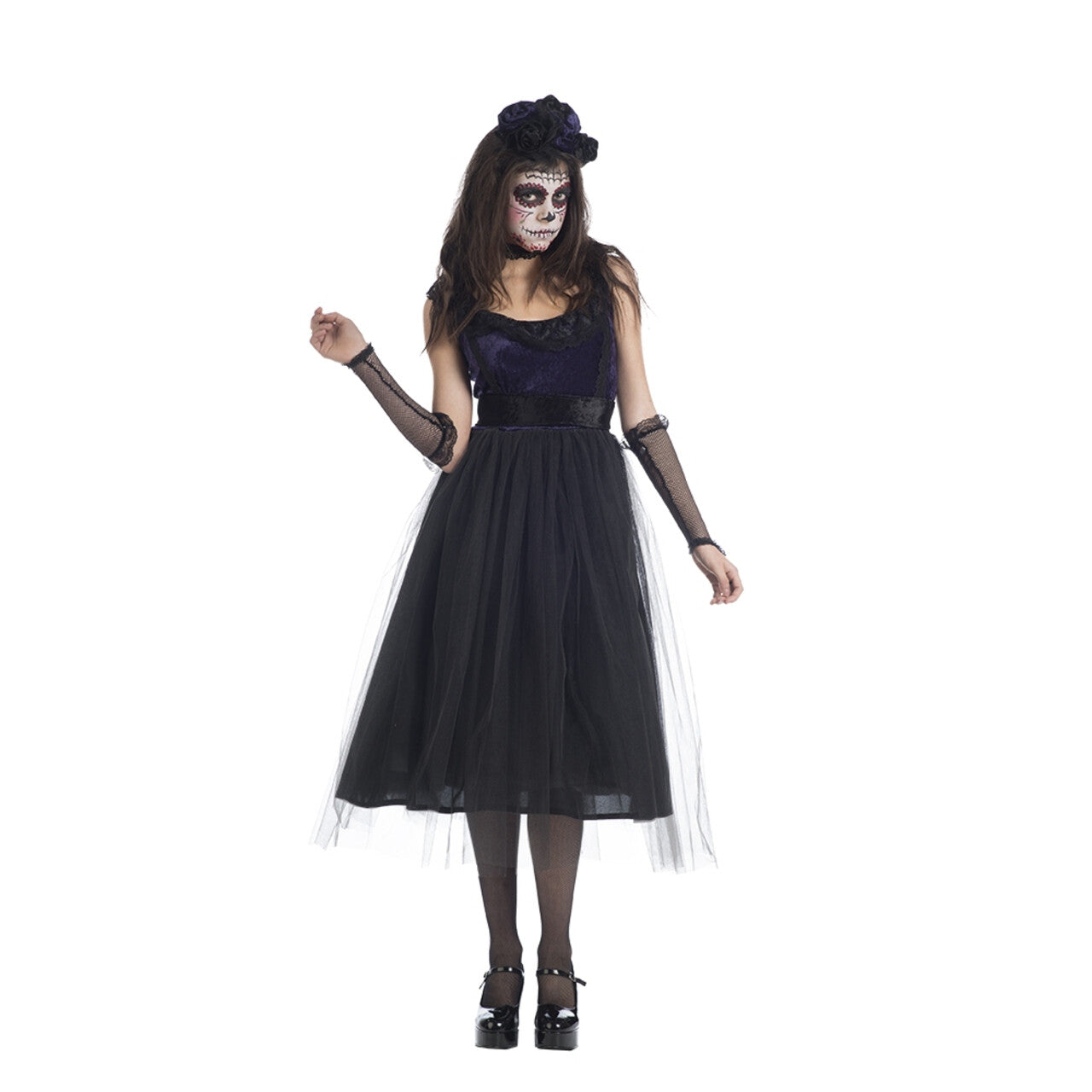 Op deze afbeelding zie je een Kostuums, van het merk Limit. Zwarte Dia De Los Muertos Weduwe Vrouw Kostuum