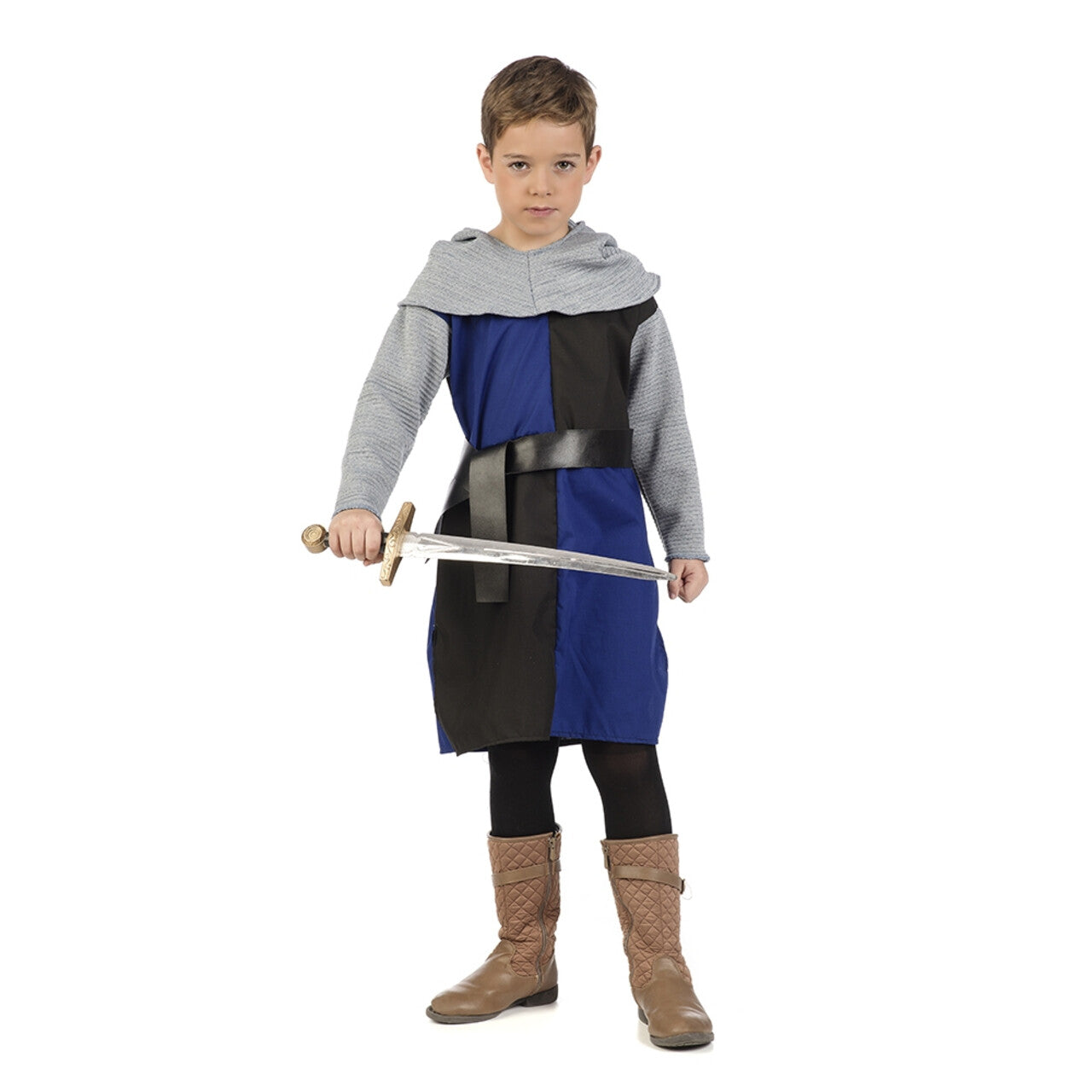 Op deze afbeelding zie je een Kostuums, van het merk Limit. Ridder Zonder Paard Raoul Blauw Zwart Jongen Kostuum