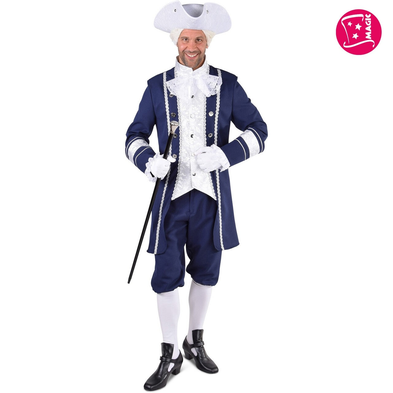 Op deze afbeelding zie je een Kostuums, van het merk Magic By Freddy's. Markies Marcus Blauwbloed Man Kostuum