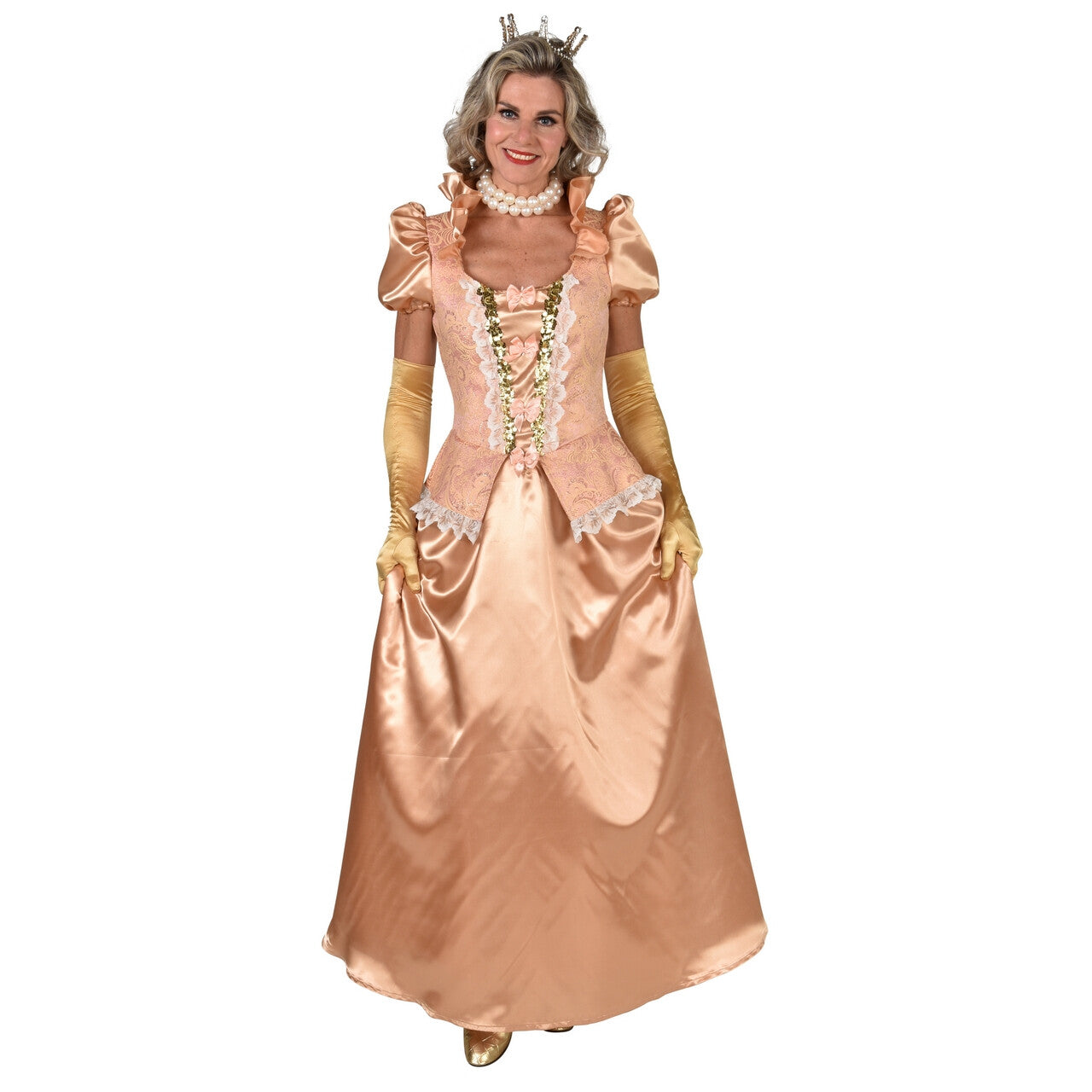 Op deze afbeelding zie je een Kostuums, van het merk Magic By Freddy's. Royal Miss Prinses Peach Vrouw Kostuum