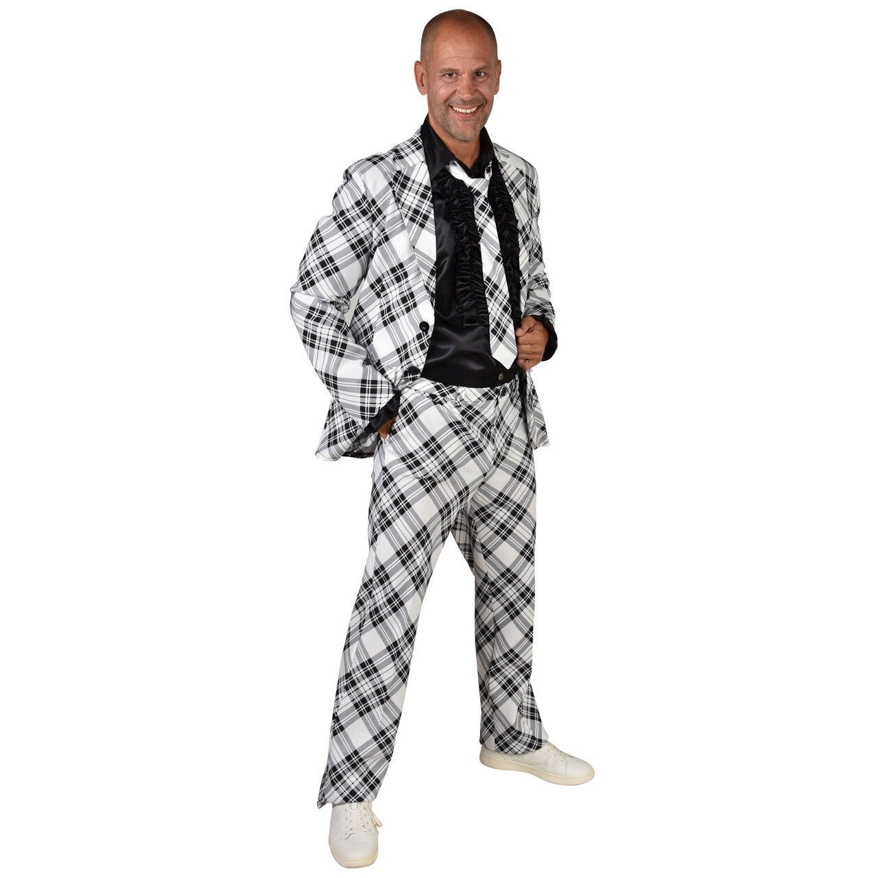 Op deze afbeelding zie je een Kostuums, van het merk Magic By Freddy's. Fancy Black And White 3delig Man Kostuum