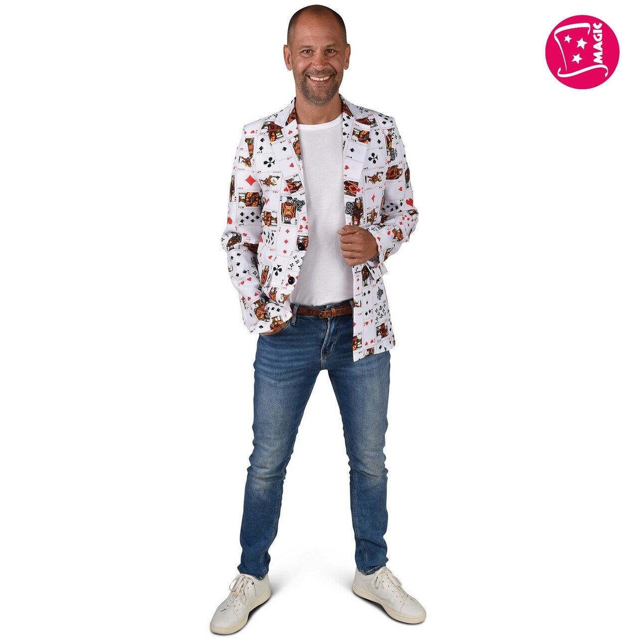 Op deze afbeelding zie je een Kostuums, van het merk Magic By Freddy's. Jacket Cards Man