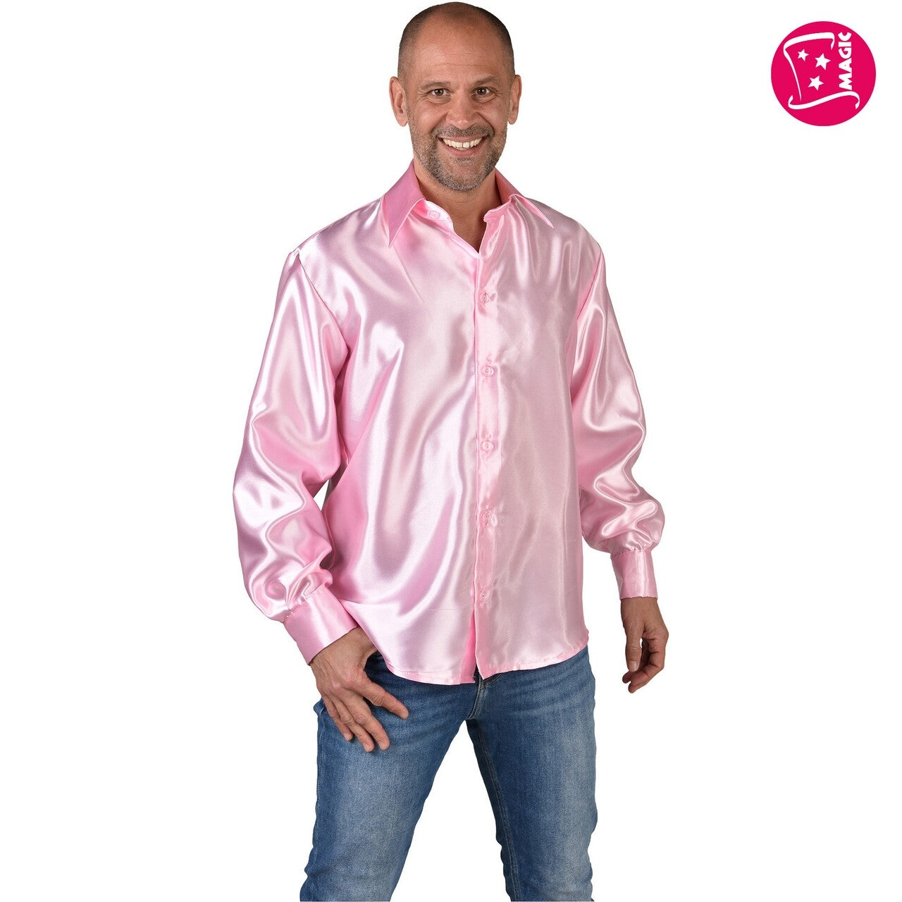 Op deze afbeelding zie je een Kostuums, van het merk Magic By Freddy's. Overhemd Satijn Roze Man