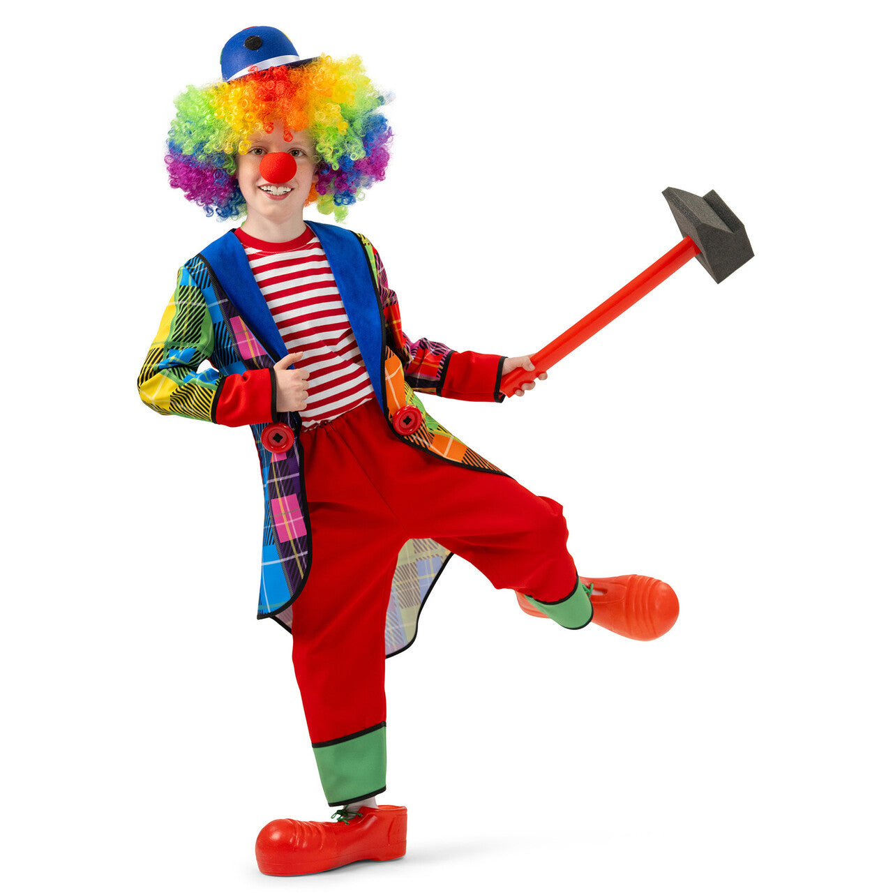 Op deze afbeelding zie je een Kostuums, van het merk Magic By Freddy's. Regenboog Clown Heppy Jongen Kostuum