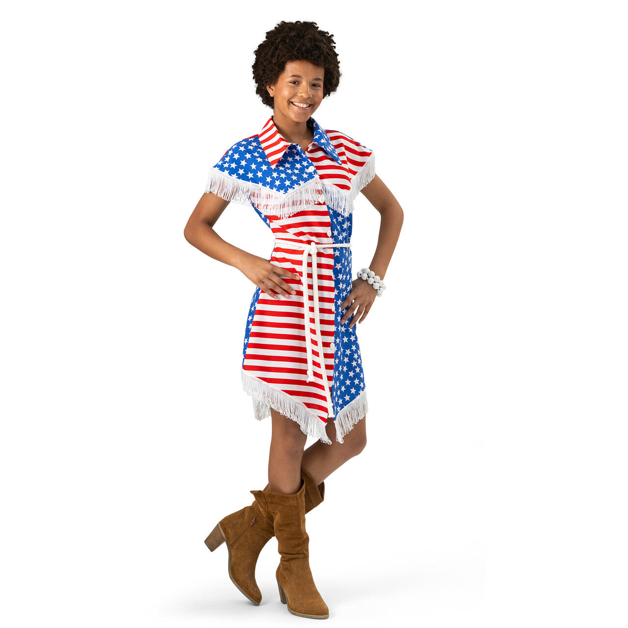 Op deze afbeelding zie je een Kostuums, van het merk Magic By Freddy's. Born In The USA Vrouw Kostuum