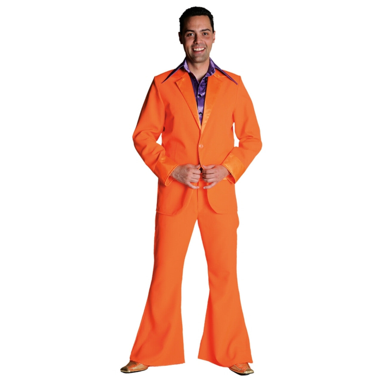 Op deze afbeelding zie je een Kostuums, van het merk Magic By Freddy's. Oranje Saturday Night Boogie Night Man Kostuum