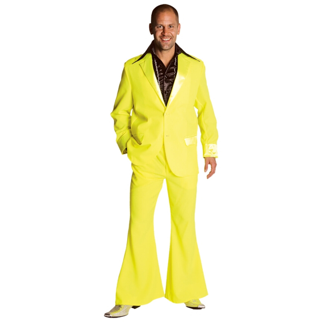 Op deze afbeelding zie je een Kostuums, van het merk Magic By Freddy's. Fluor Geel Saturday Night Boogie Night Man Kostuum