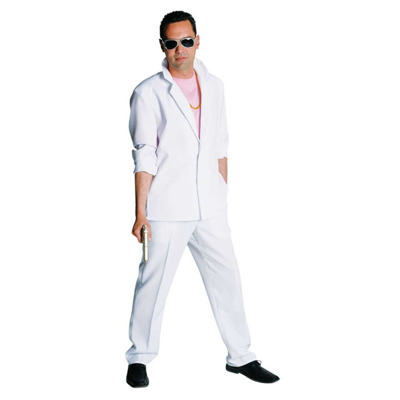 Op deze afbeelding zie je een Kostuums, van het merk Magic By Freddy's. Wit Sonny Miami Vice Man Kostuum