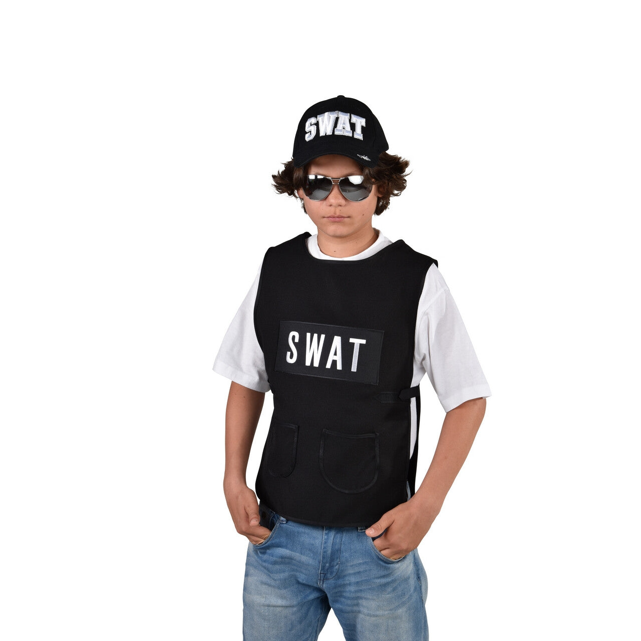Op deze afbeelding zie je een Kostuums, van het merk Magic By Freddy's. Vest Swat Speciale Troepen Jongen