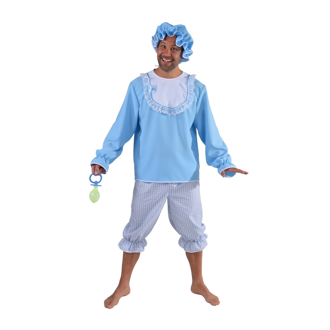 Op deze afbeelding zie je een Kostuums, van het merk Magic By Freddy's. Blauwe Ik Word Nooit Volwassen Baby Man Kostuum
