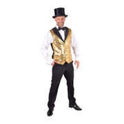 Op deze afbeelding zie je een Kostuums, van het merk Magic By Freddy's. Vest Showman Theater Gouden Pailletten