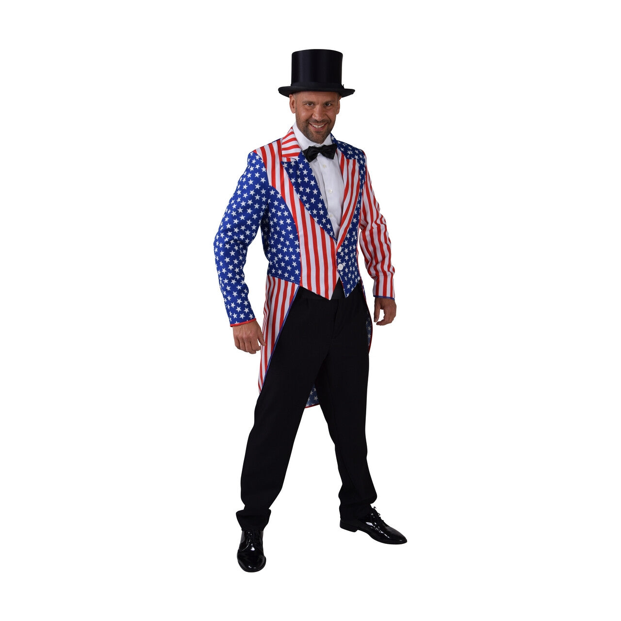 Op deze afbeelding zie je een Kostuums, van het merk Magic By Freddy's. Slipjas Uncle Sam Stars And Stripes Man